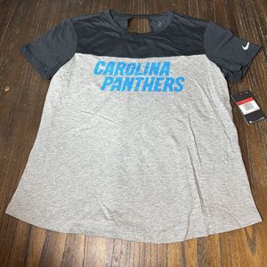 Nike Carolina Panthers shirt black gray keyhole back womens Large NWT